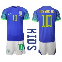 Brasil Neymar Jr #10 Fotballklær Bortedraktsett Barn VM 2022 Kortermet (+ korte bukser)